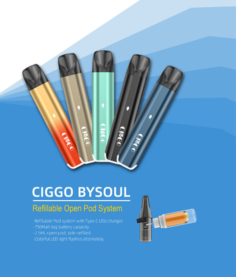 Refillable Open Pod System Vape Device 2.5ml Rechargeable Type C Ceramic Heating Coil
